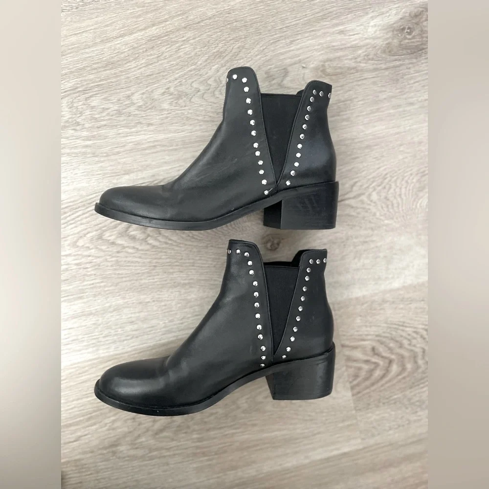 Steve Madden Black Studded Leather Ankle Boots